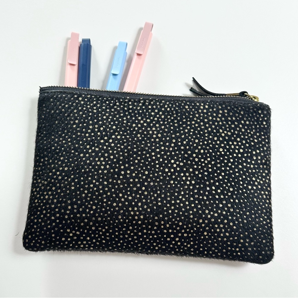 Madewell Pony Hair + Gold Zip Pouch/Clutch
